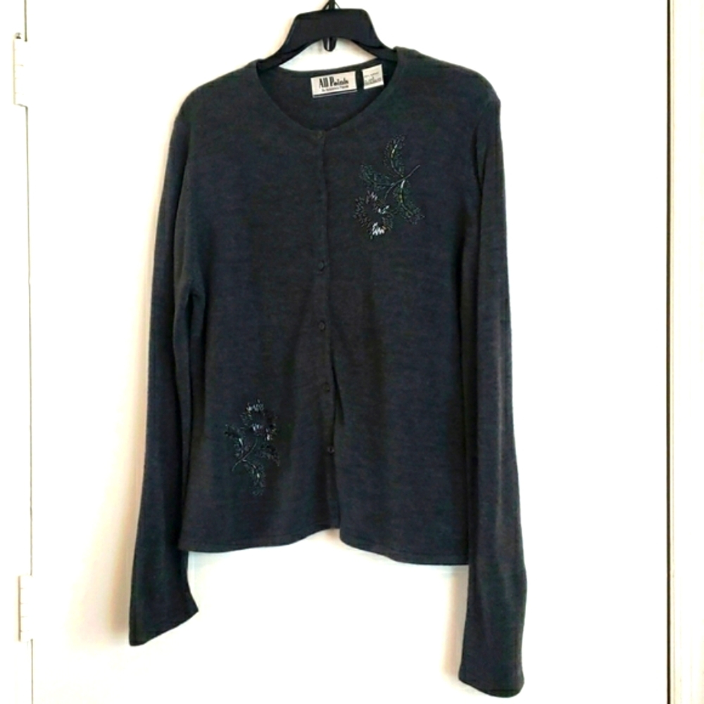 ALL POINTS BY REFERENCE POINTS LONG SLEEVE CARDIGAN SIZE L